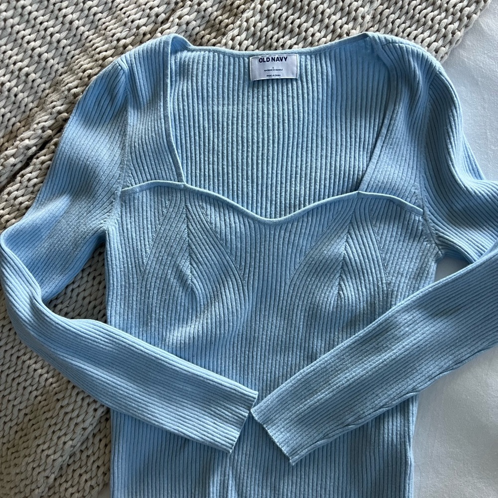 Old Navy Sky Blue Ribbed Knit Top